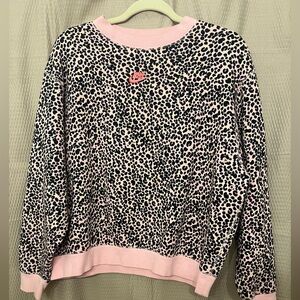 Pink leopard print Nike crewneck